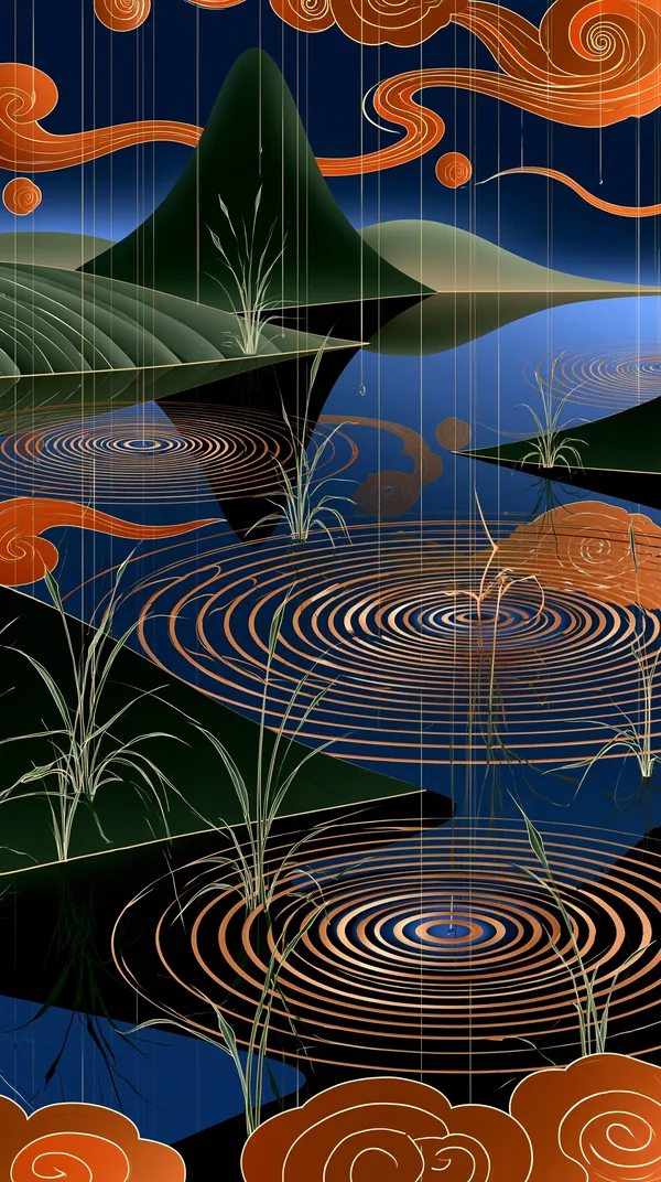 雨水 Rain Water — I Ching Oracle card artwork